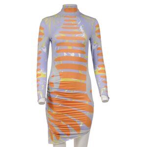Maisie Wilen Womens Orbit City Dress Medium Purple Wifi Orange Asymmetric